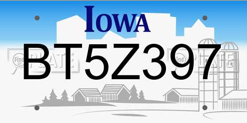 BT5Z397 Iowa License Plate