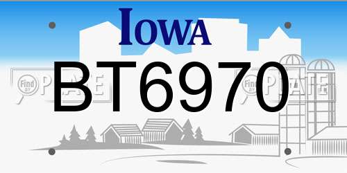 BT6970 Iowa License Plate