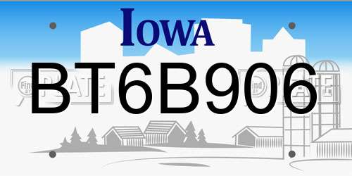 BT6B906 Iowa License Plate