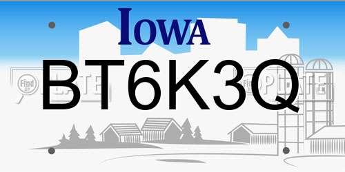 BT6K3Q Iowa License Plate