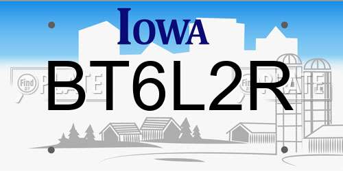 BT6L2R Iowa License Plate