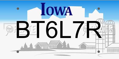 BT6L7R Iowa License Plate