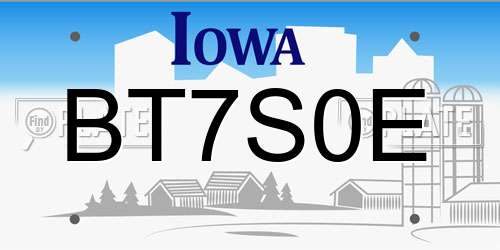 BT7S0E Iowa License Plate