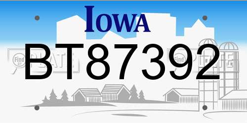 BT87392 Iowa License Plate