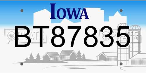 BT87835 Iowa License Plate