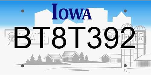 BT8T392 Iowa License Plate