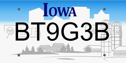 BT9G3B Iowa License Plate