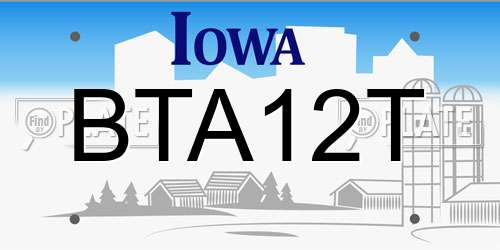 BTA12T Iowa License Plate