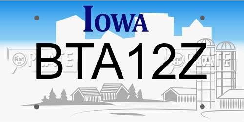 BTA12Z Iowa License Plate