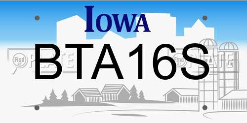 BTA16S Iowa License Plate
