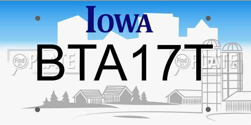 BTA17T Iowa License Plate