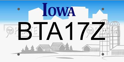 BTA17Z Iowa License Plate