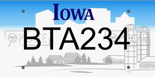 BTA234 Iowa License Plate