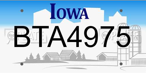 BTA4975 Iowa License Plate