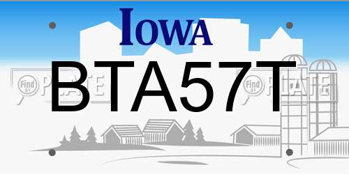 BTA57T Iowa License Plate