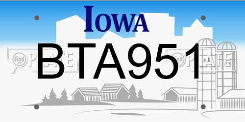 BTA951 Iowa License Plate