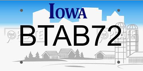 BTAB72 Iowa License Plate