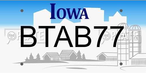 BTAB77 Iowa License Plate
