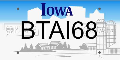 BTAI68 Iowa License Plate