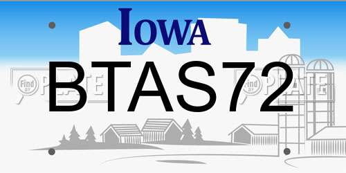 BTAS72 Iowa License Plate