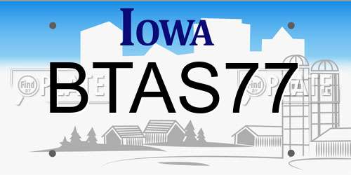 BTAS77 Iowa License Plate