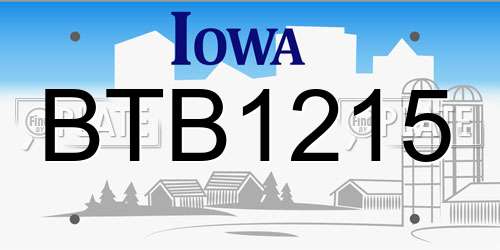 BTB1215 Iowa License Plate