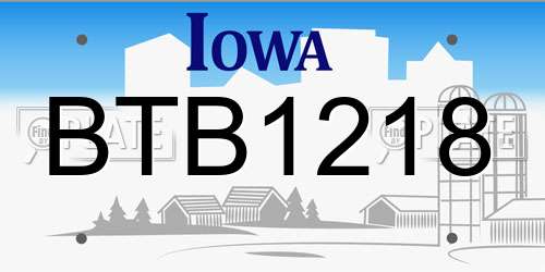 BTB1218 Iowa License Plate