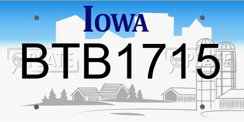 BTB1715 Iowa License Plate