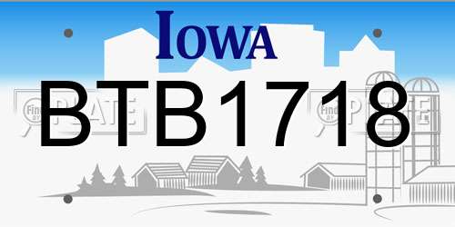 BTB1718 Iowa License Plate
