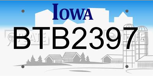 BTB2397 Iowa License Plate