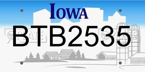BTB2535 Iowa License Plate