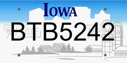 BTB5242 Iowa License Plate