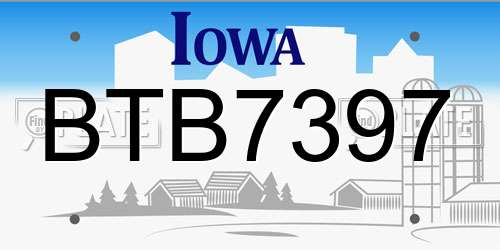 BTB7397 Iowa License Plate