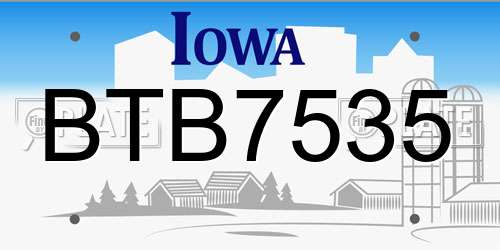BTB7535 Iowa License Plate