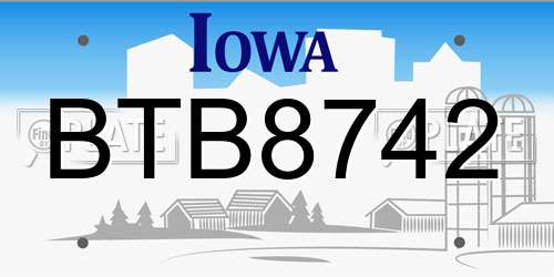 BTB8742 Iowa License Plate