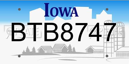 BTB8747 Iowa License Plate
