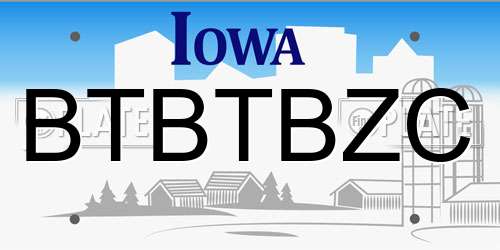 BTBTBZC Iowa License Plate