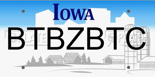 BTBZBTC Iowa License Plate