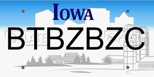 BTBZBZC Iowa License Plate