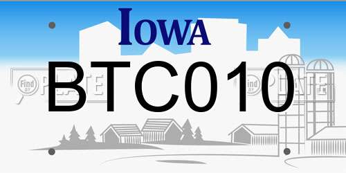 BTC010 Iowa License Plate