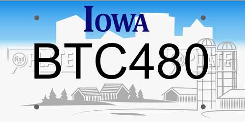 BTC480 Iowa License Plate