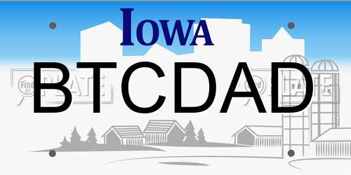 BTCDAD Iowa License Plate