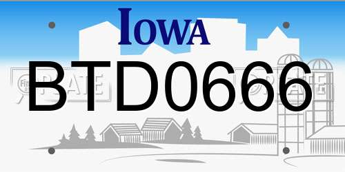 BTD0666 Iowa License Plate
