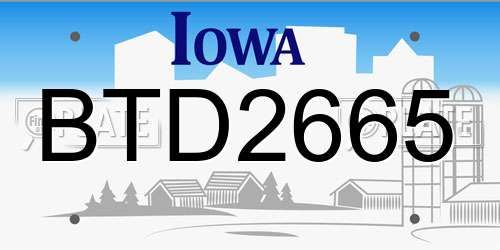 BTD2665 Iowa License Plate
