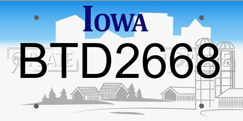 BTD2668 Iowa License Plate