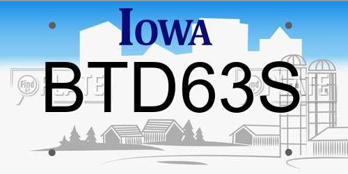 BTD63S Iowa License Plate