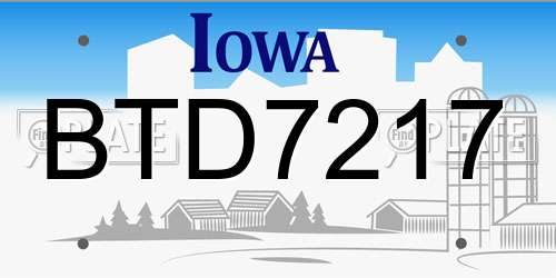 BTD7217 Iowa License Plate
