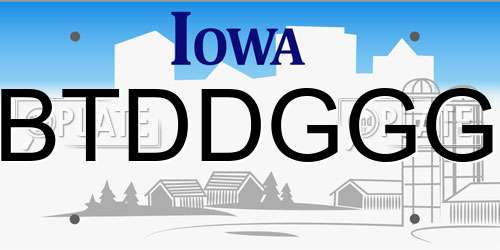 BTDDGGG Iowa License Plate