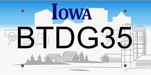 BTDG35 Iowa License Plate