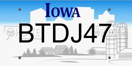 BTDJ47 Iowa License Plate